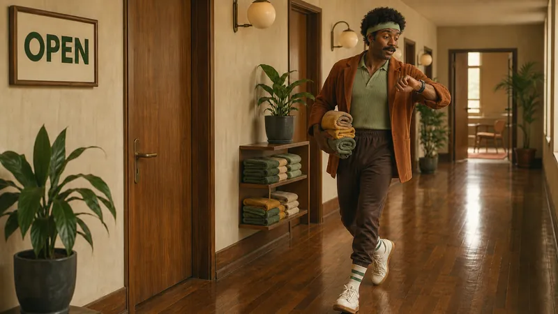 A member walking into the studio with a coffee